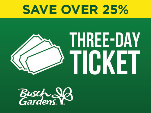Busch Gardens & Water Country USA Group 3-Day Ticket